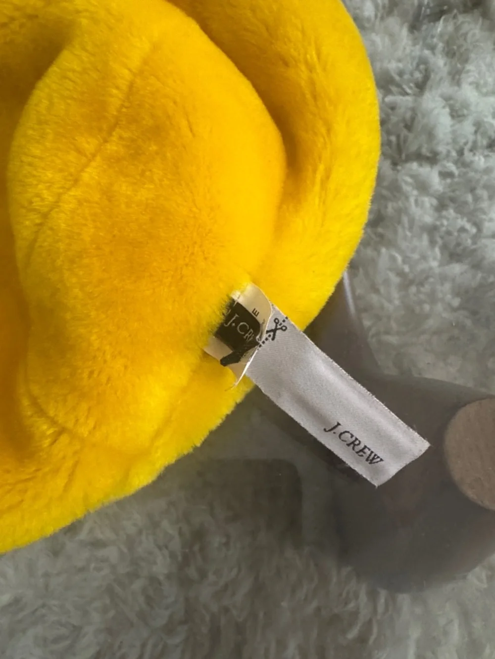 J.Crew Genuine Suede Shearling Trapper Aviator Hat Yellow Fur Lined Vinatge